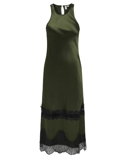 Only - ONLIndona Long Lace Satin Kjole - Forest Night